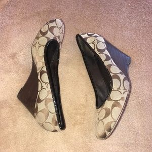 Coach Wedges Heels Brown Monogram Sz 9B